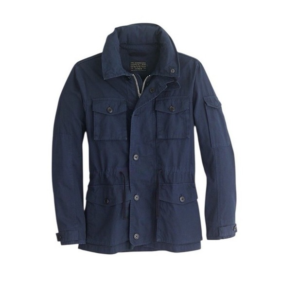J Crew Jacket Mens Field Mechanics Coat ‎ Hooded Utility Chore Barn Sz XL Navy